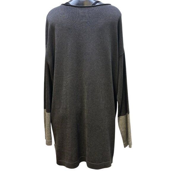 Eileen Fisher Bateau Neck Blouse Gray M - Picture 2 of 5